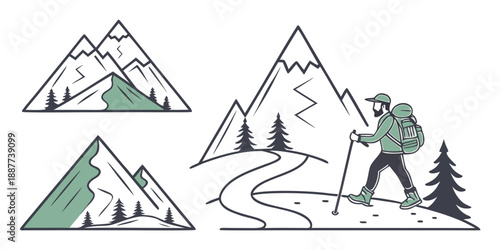 Mountain hiking illustration
