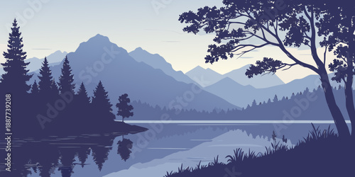 Serene mountain lake