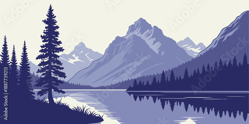 Serene mountain lake