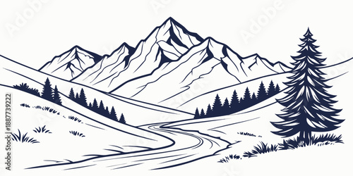 Mountain landscape with river