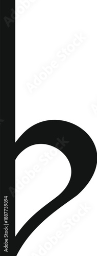 Flat symbol representing a musical accidental in music notation