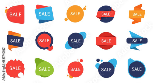 Modern Marketing Promotion Labels Collection: Dynamic Sale Discount Banners Vector Set