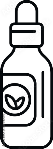 Cosmetic dropper bottle featuring an organic leaf symbol