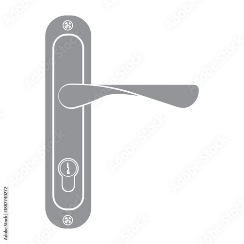 vector illustration of a lever door handle with back plate and keyhole