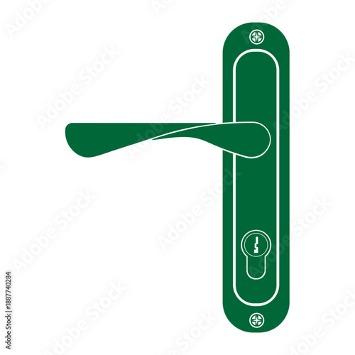 vector illustration of a lever door handle with back plate and keyhole