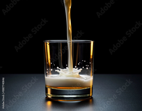 Milk Splash in Glass with Dramatic Studio Lighting