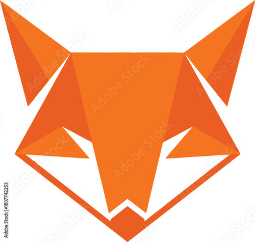 Modern Geometric Fox Head Logo Design Vector Icon in Orange