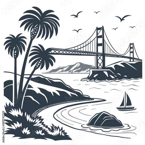 Golden gate bridge silhouette