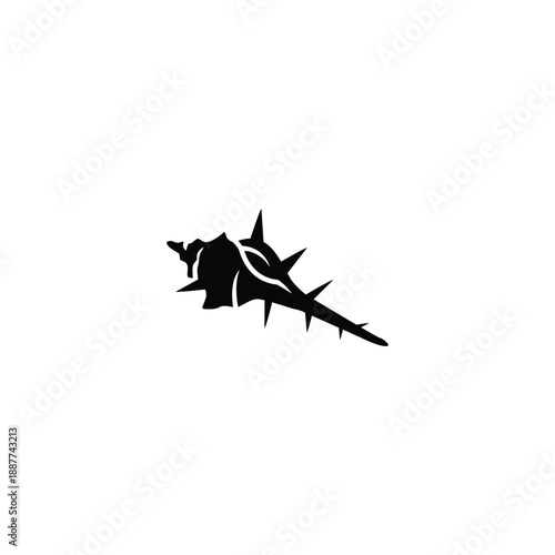 Black Conch silhouette rendered in a clean minimalist vector style, isolated on a white background. Simple graphic shape suitable for logos, icons, branding, prints, and design templates. 02.