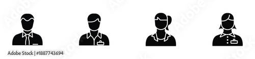 Professional Worker and Employee Outline Icons