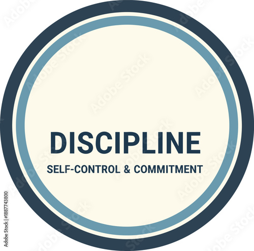 A circular emblem clearly representing the core values of discipline self control and commitment essential for personal development