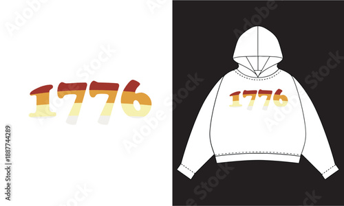 1776 retro gradient typography hoodie vector