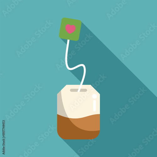 Tea bag with a heart tag preparing a comforting hot beverage