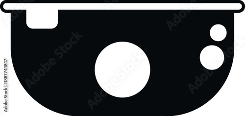 Simple black and white isolated kitchenware bowl for food preparation