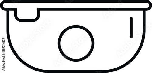 Mixing bowl line art drawing illustrating a kitchen cooking container