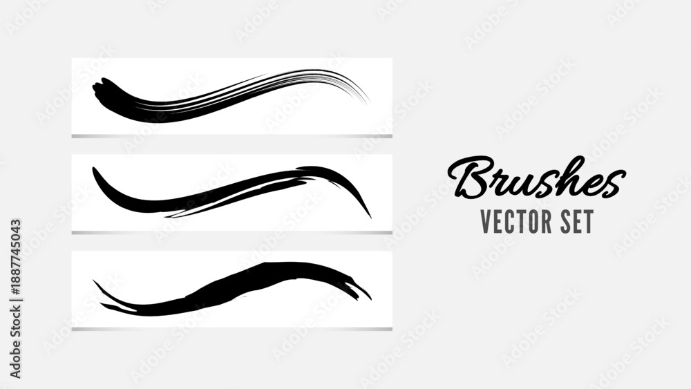 Obraz premium Abstract Black Ink Brush Strokes Vector Set