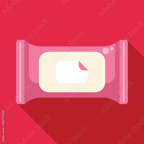 Pink wet wipes packaging with a cream label, offering hygiene and cleaning