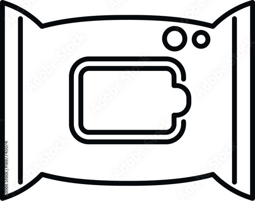 Outline icon representing a package of disposable wet wipes for personal hygiene