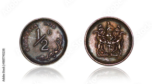 Bild auf Leinwand Coin halfpenny. 1970 year. State of Rhodesia
