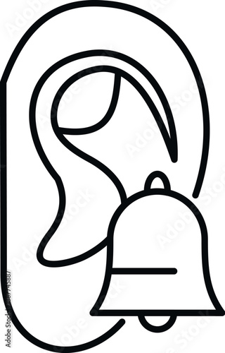 Human ear experiencing ringing sound from bell, illustrating tinnitus symptom