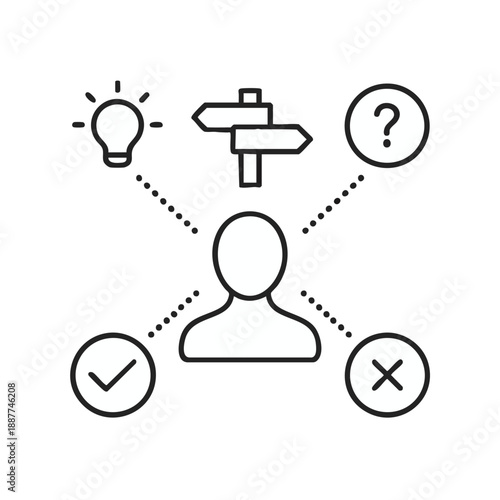 Individual navigating decisions and paths