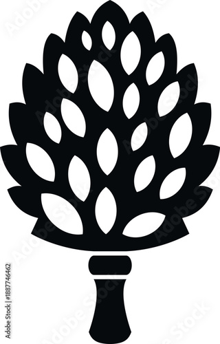 Black and white venik broom icon representing a traditional sauna and spa element