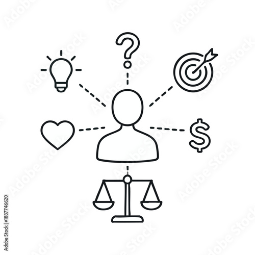 Decision making and personal balance illustration