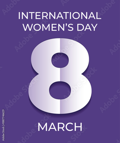 Postcard for International Women's Solidarity Day on March 8 in paper applique style, vector festive illustration.