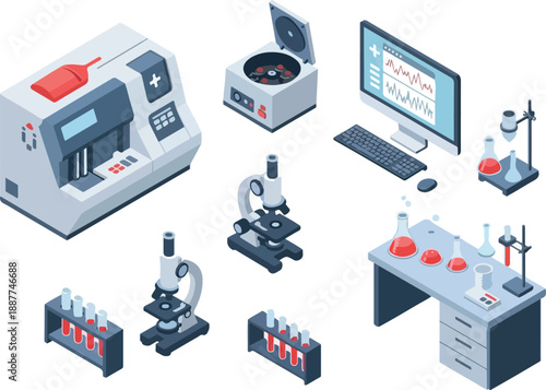 Isometric Medical Lab Equipment Illustration
