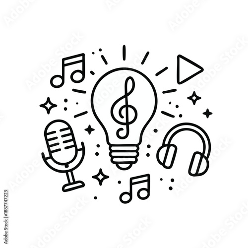 Creative music elements and symbols illustration