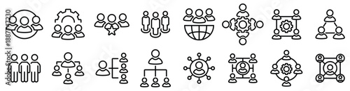 Technical support and development team vector icon set