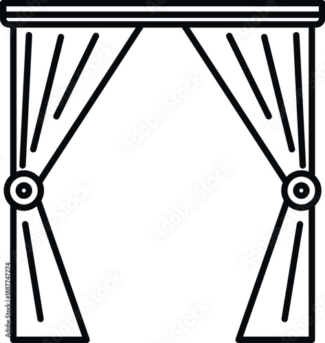 Window curtains with pelmet and tiebacks, presenting interior decoration concept