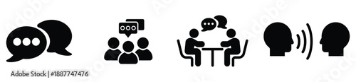 Communication Icons Collection with Speech Bubbles and Chat Symbols