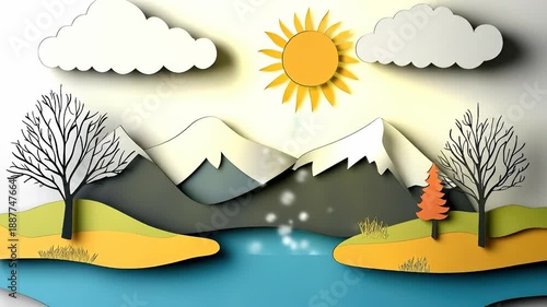 Wallpaper Mural Hydrological flow system: vapor lift, rainfall event, condensation layer, liquid path, moisture movement, climate balance, atmospheric rhythm, nature process, droplet descent, water renewal, cycle Torontodigital.ca