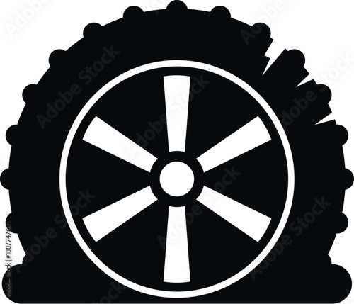 Punctured car tire with damaged sidewall, representing vehicle trouble