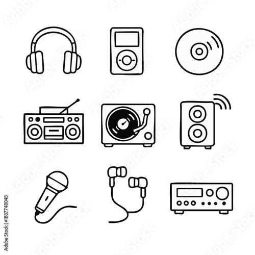 Music and audio equipment icons