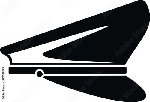 Peaked uniform cap in black silhouette presenting authority and official attire