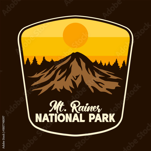 VIEW OF MT. RAINER NATIONAL PARK BADGE VECTOR LOGO
