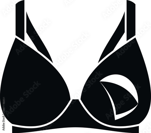 Woman's support bra for breast prosthesis or surgery recovery, solid black graphic