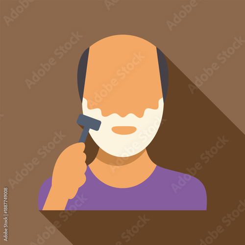 Man shaving face using razor, applying shaving cream for personal grooming and hygiene