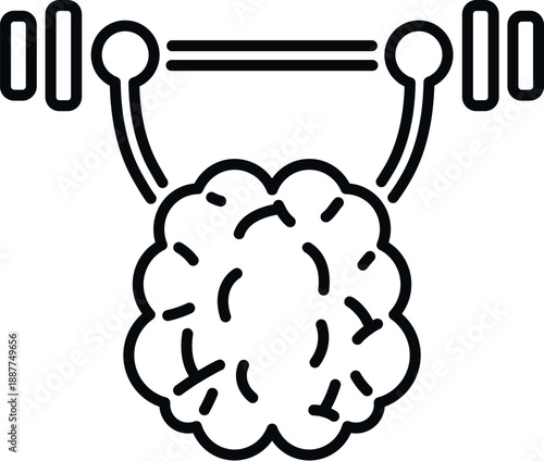 Brain icon lifting barbell weights, symbolizing mental strength and intellectual development