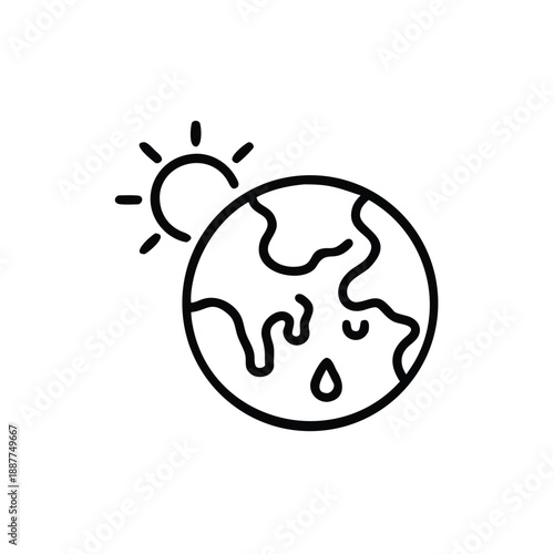 Global Warming Earth Melting Sun Icon