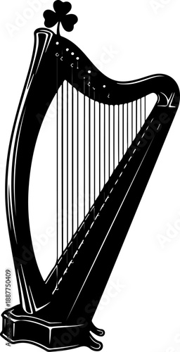 St. Patrick's Day harp silhouette Vector illustration