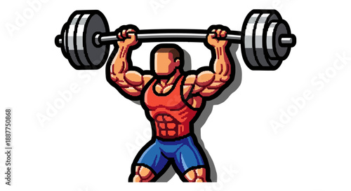 athletic bodybuilder successfully lifting heavy barbell overhead showcasing strength and power for fitness advertising and health campaigns