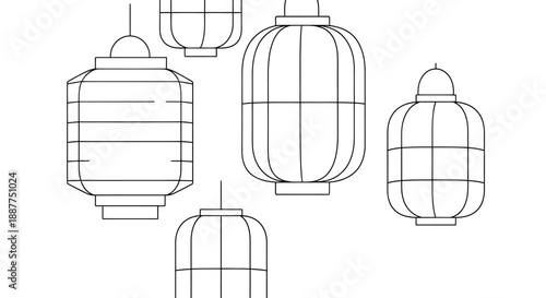chinese new year lanterns vector line art illustration for cultural celebration designs festive seasonal backgrounds and asian holiday event promotions