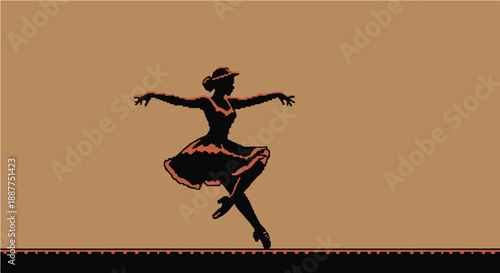 pixelated dancer silhouette gracefully performing on a retro stage ideal for creative video game design and nostalgic cultural event promotions