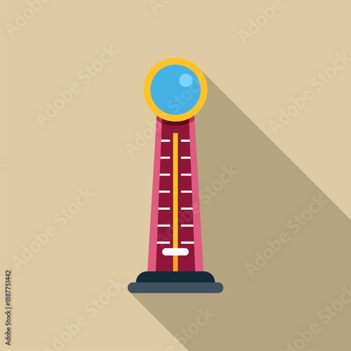 High striker strength tester game featuring a long shadow in a flat design style