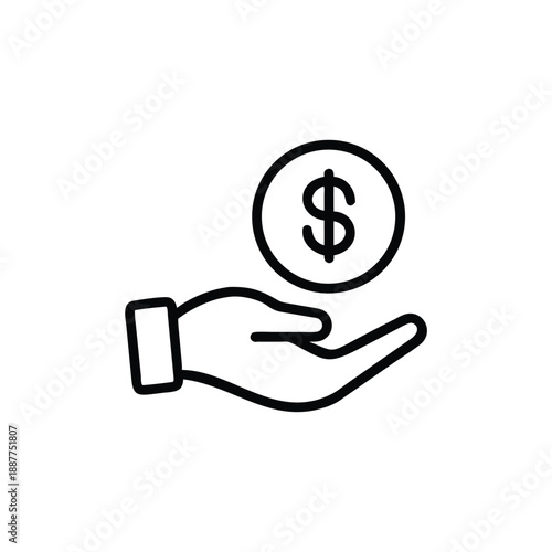 Savings Investment Hand Holding Dollar Coin Icon