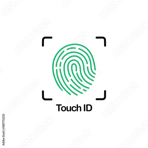 scanning fingerprint, Touch ID icon showing   with focus on security and access control technology. Vector EPS10