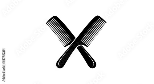 Two Crossed Combs isolated on a white background, essential hair styling tools for barbershop and salon.